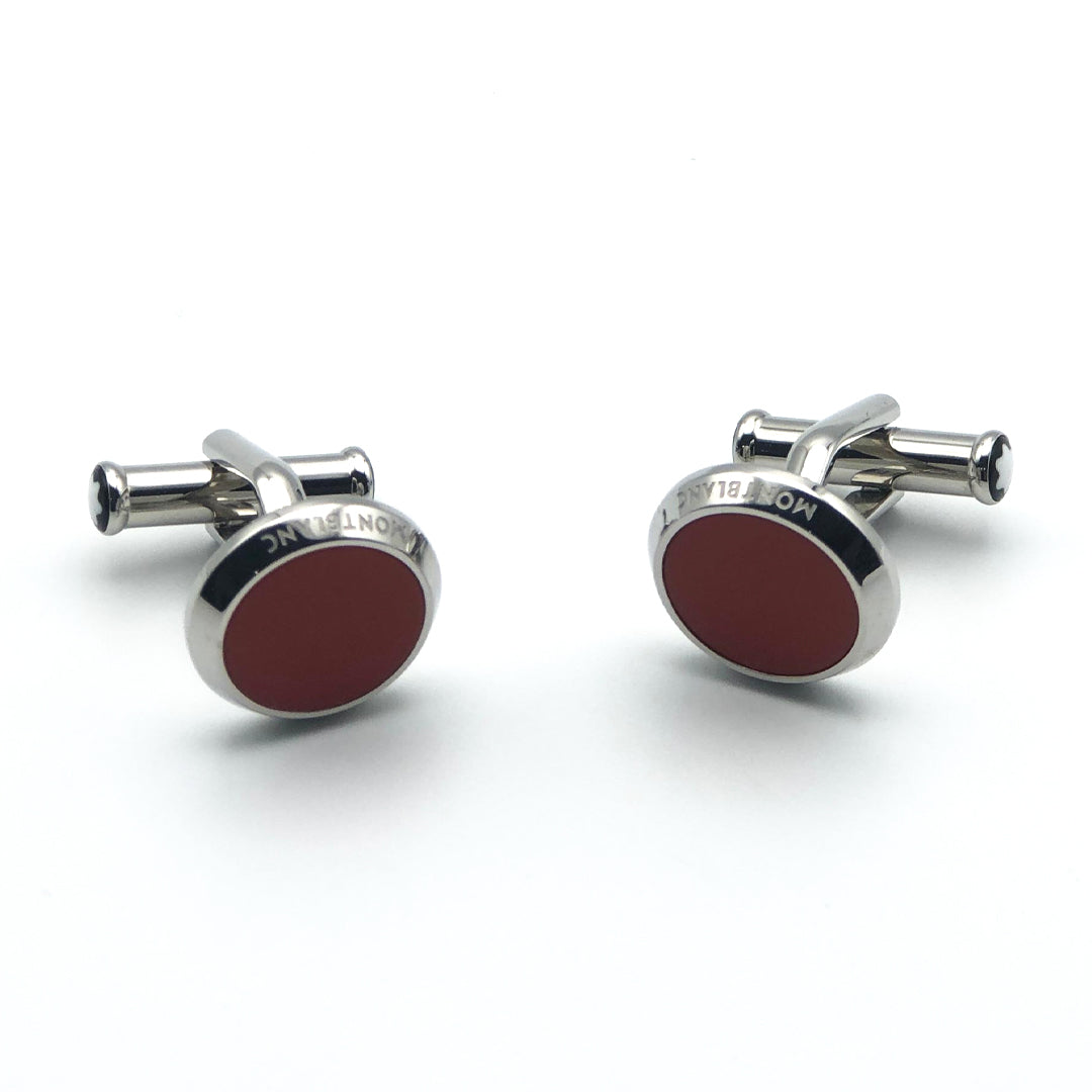 Mont Blanc Cufflinks Round,Stainless Steel, Red 118880 - Shams Shopping Centre Mont Blanc  