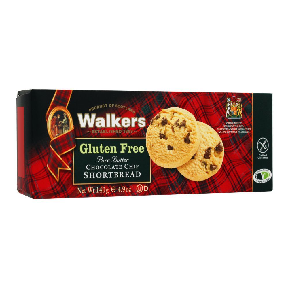 Walkers Gluten Free Chocolate Chip Shortbread Biscuits 140g - Shams Shopping Centre Walkers  