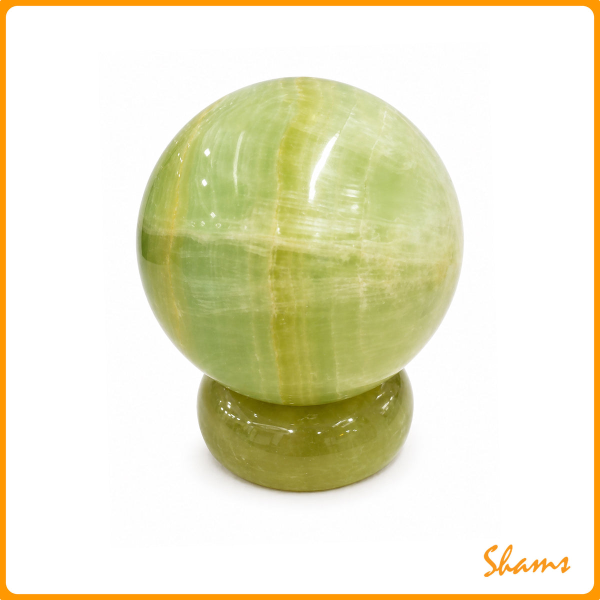 Laluna Pistachio Calcite Sphere with a Stand