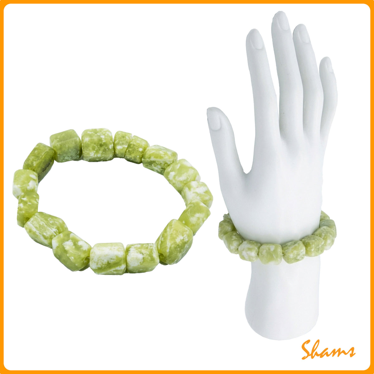 Laluna Bracelets in Square Beads in Jade Carribbean Blue, Serpentine