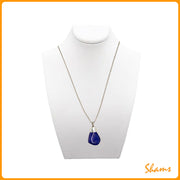Laluna Sculpture Lapis Design Pendent with Silver Chain