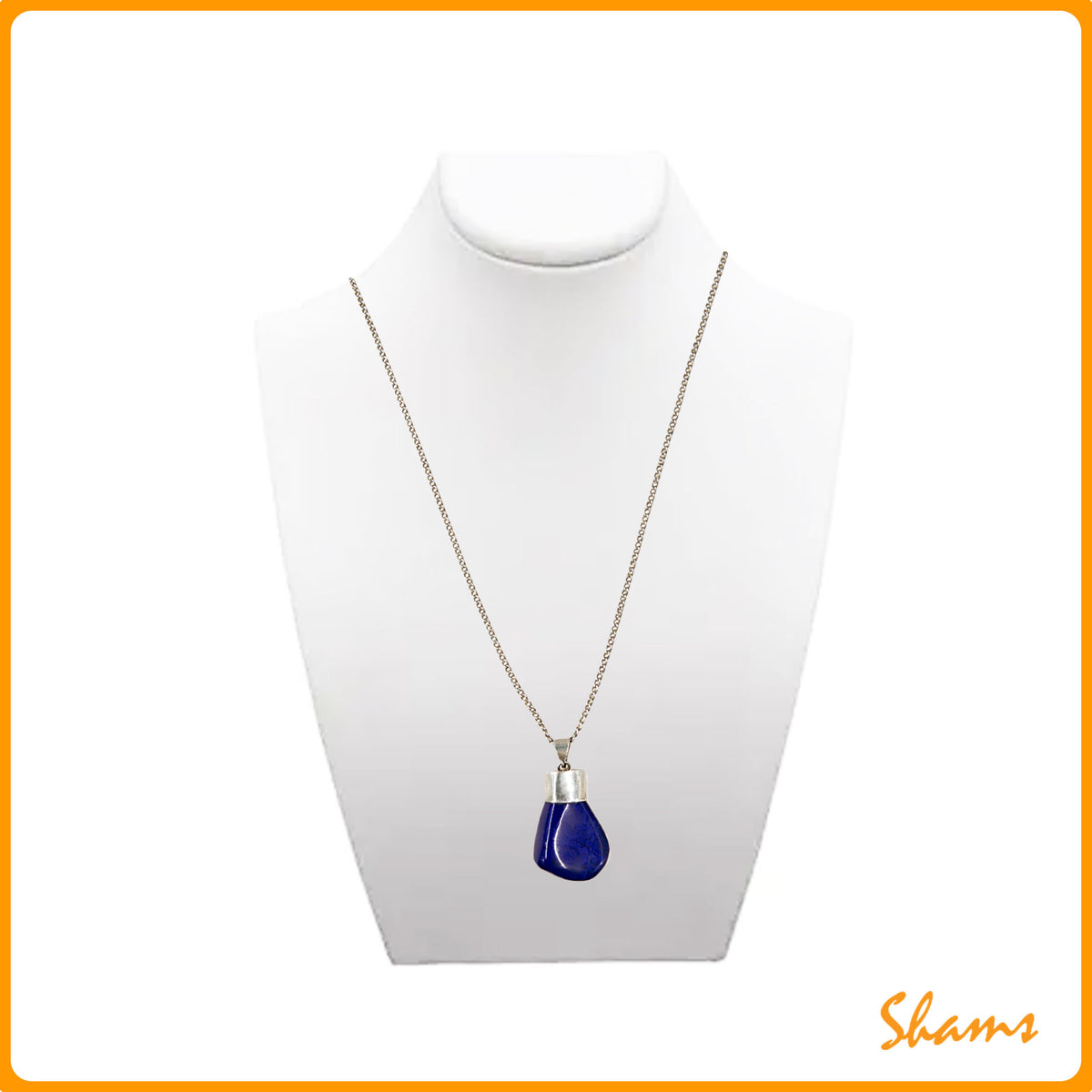 Laluna Sculpture Lapis Design Pendent with Silver Chain