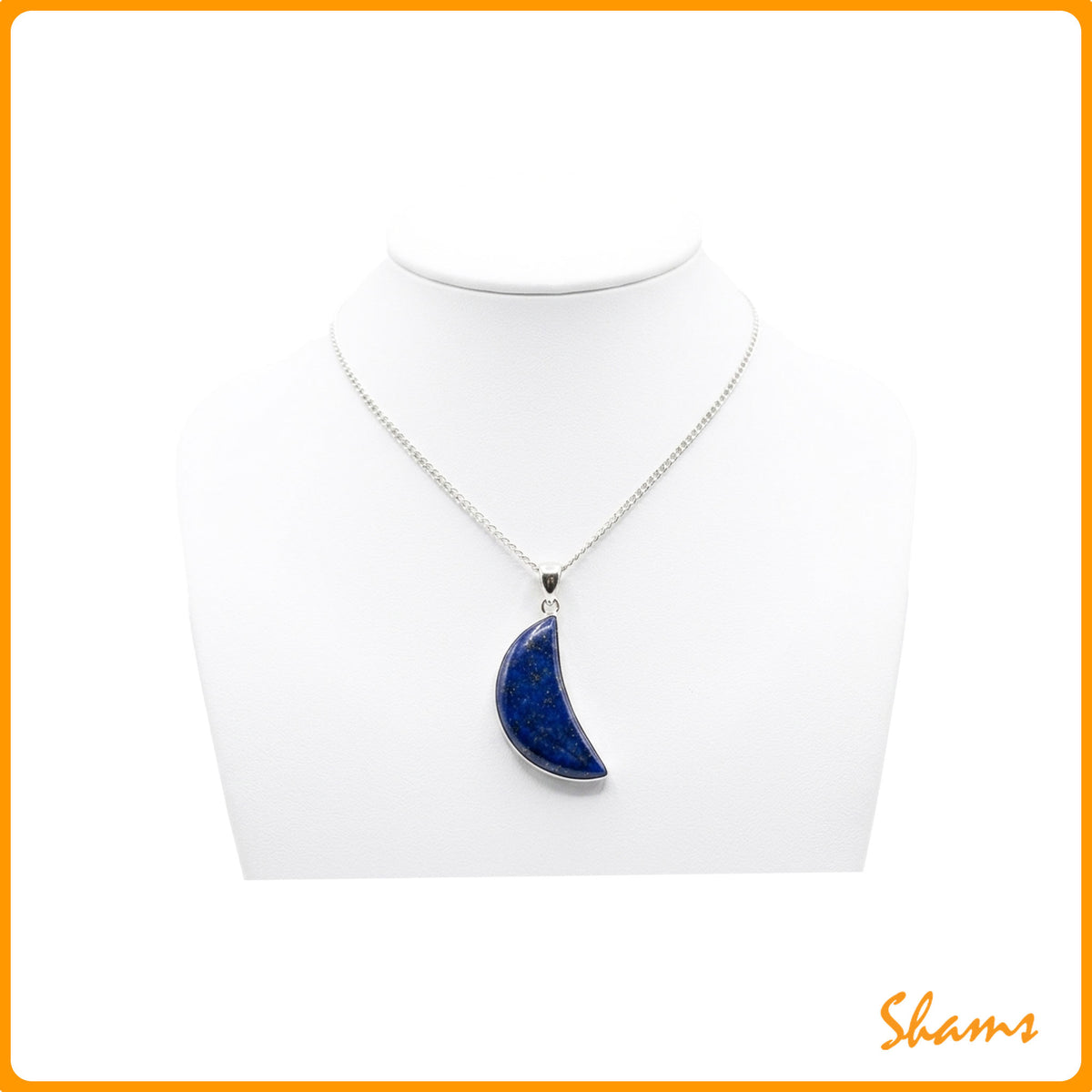 Laluna Cresent Shape Lapis with Silver Chain