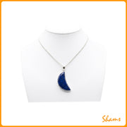 Laluna Cresent Shape Lapis with Silver Chain