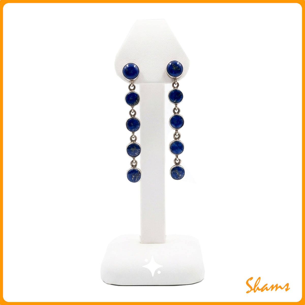 Laluna Long Chandlier Earrings in Lapis/Silver 925