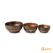 Udaari Crafts Naqshi Haus Nowl Sheesham Wood (6", 5", 4") Height 2.5" - Black