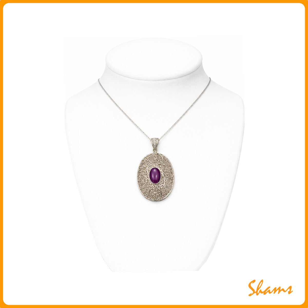 Laluna Pendent Silver Filigree Design With Star Ruby