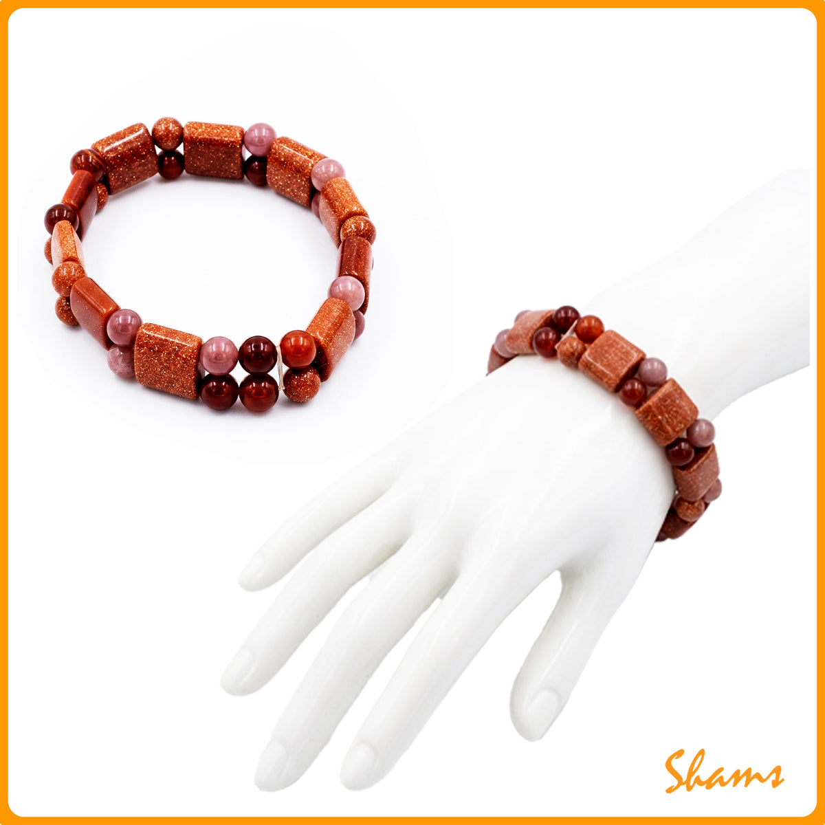 Laluna Sun Stone Bracelet Double Beads Design