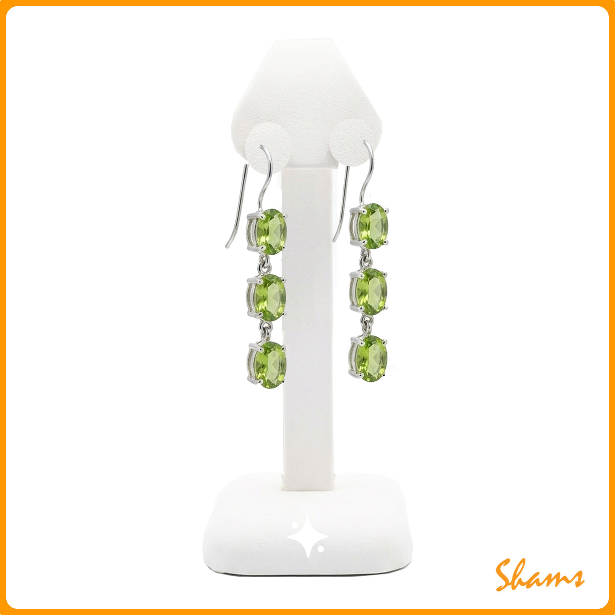 Laluna Peridot 3 Tier Earrings Silver