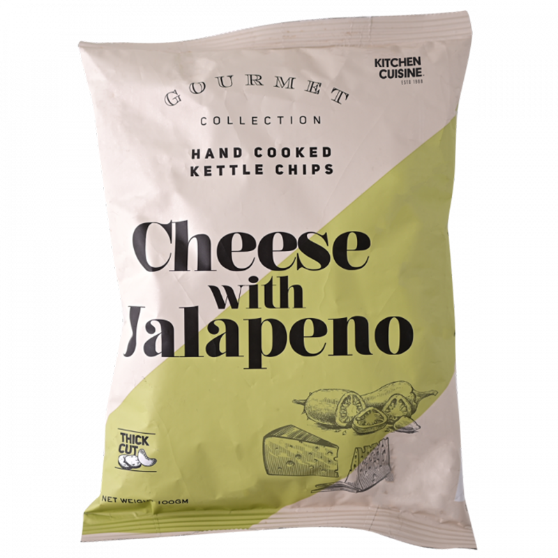 Kitchen Cuisine Kettle Cheese With Jalapeno Hand Cooked Chips 100g