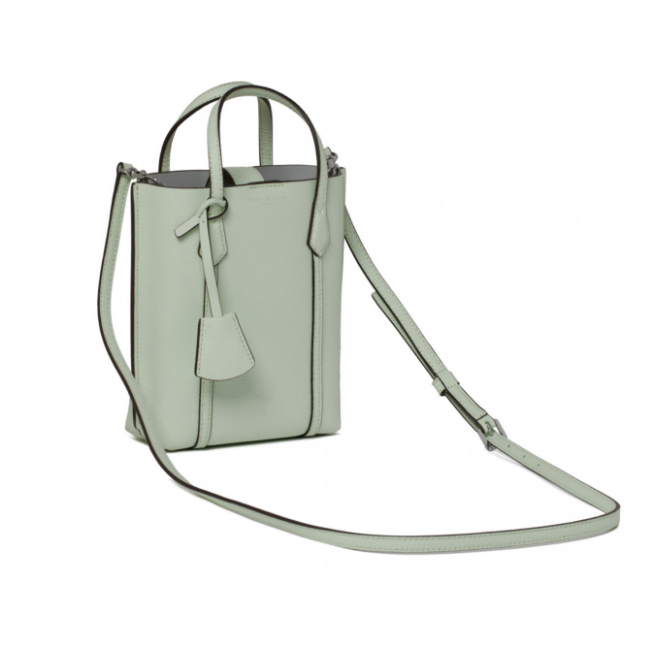 Tory Burch Perry Mini Leather Crossbody Tote-Meadow Mist