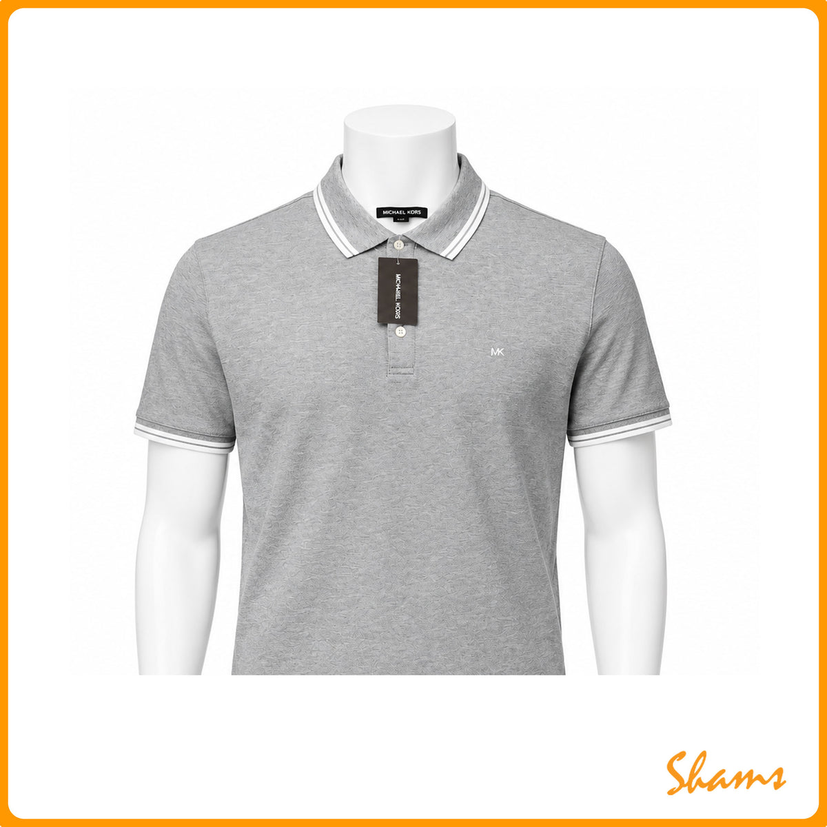 Michael Kors Polo T Shirt Grey With White Stripe