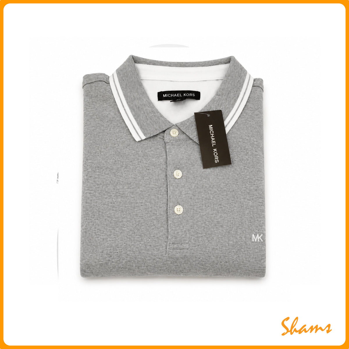 Michael Kors Polo T Shirt Grey With White Stripe