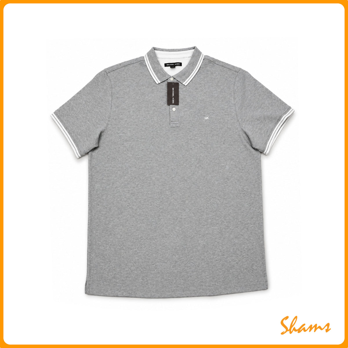 Michael Kors Polo T Shirt Grey With White Stripe