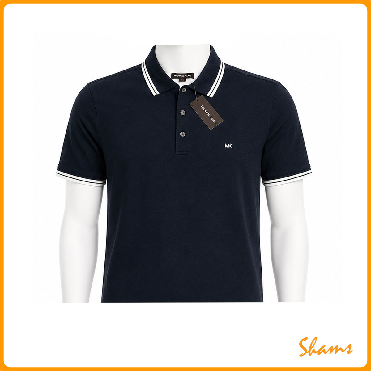 Michael Kors Polo T Shirt Blue With White Stripe
