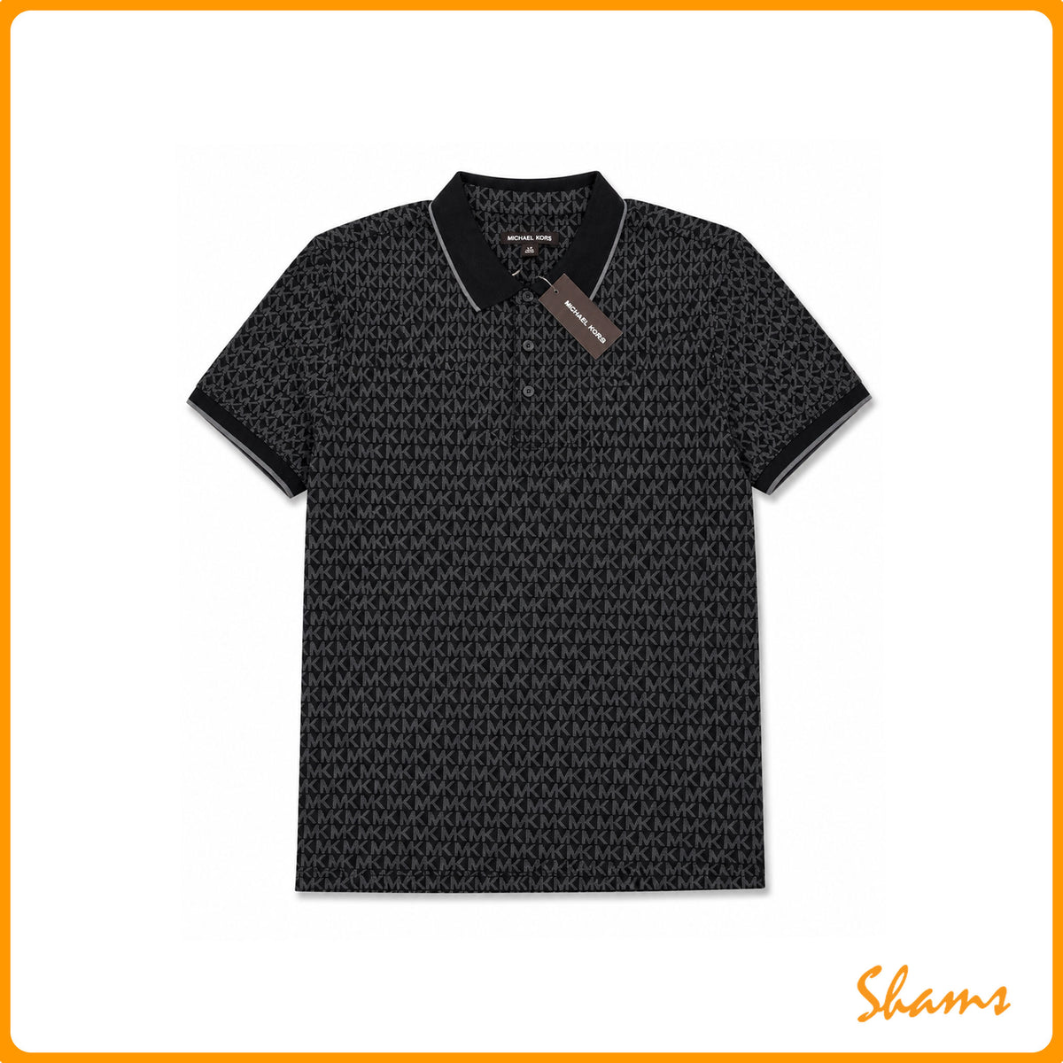 Michael Kors Black MK Signature Logo Polo Shirt