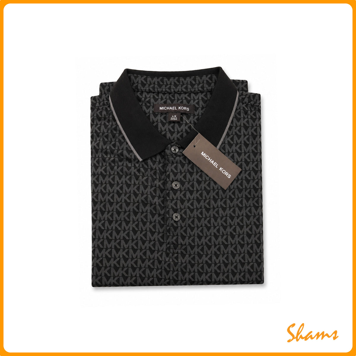 Michael Kors Black MK Signature Logo Polo Shirt