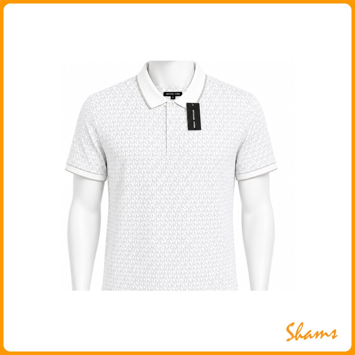 Michael Kors White MK Signature Logo Polo Shirt