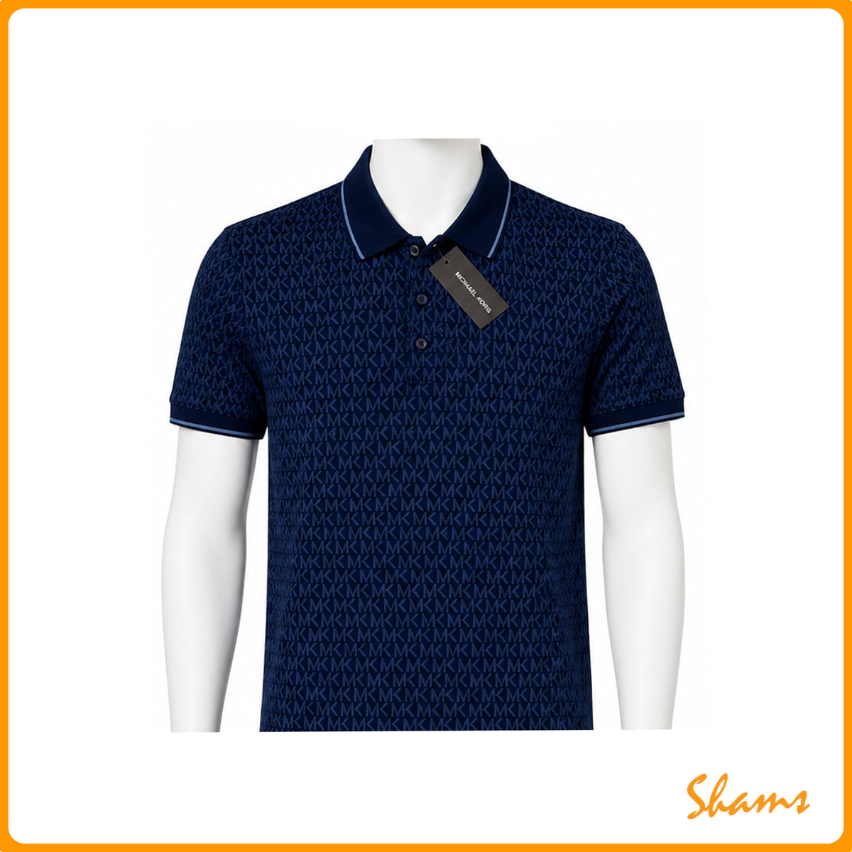 Michael Kors Navy Blue MK Signature Logo Polo Shirt