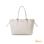 Michael Kors Voyager Large Signature MK Logo Top-Zip Tote Bag