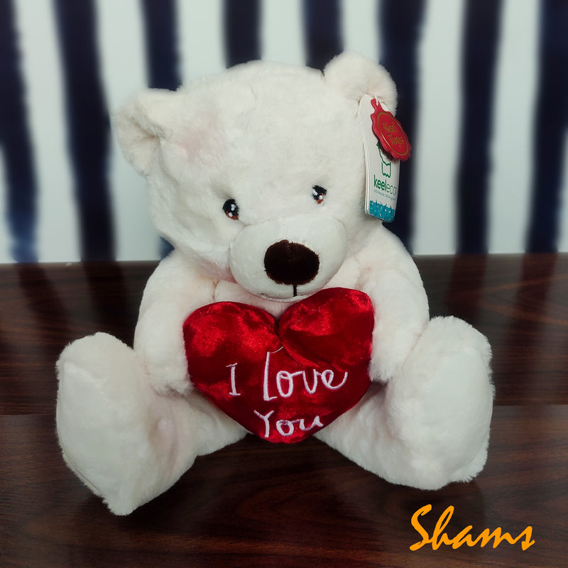 Keel Toy 25cm Cream Waffle Bear With Heart - Shams Shopping Centre Keel  