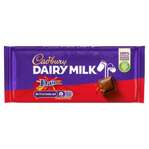 Cadbury milk chocolate with Daim 120g