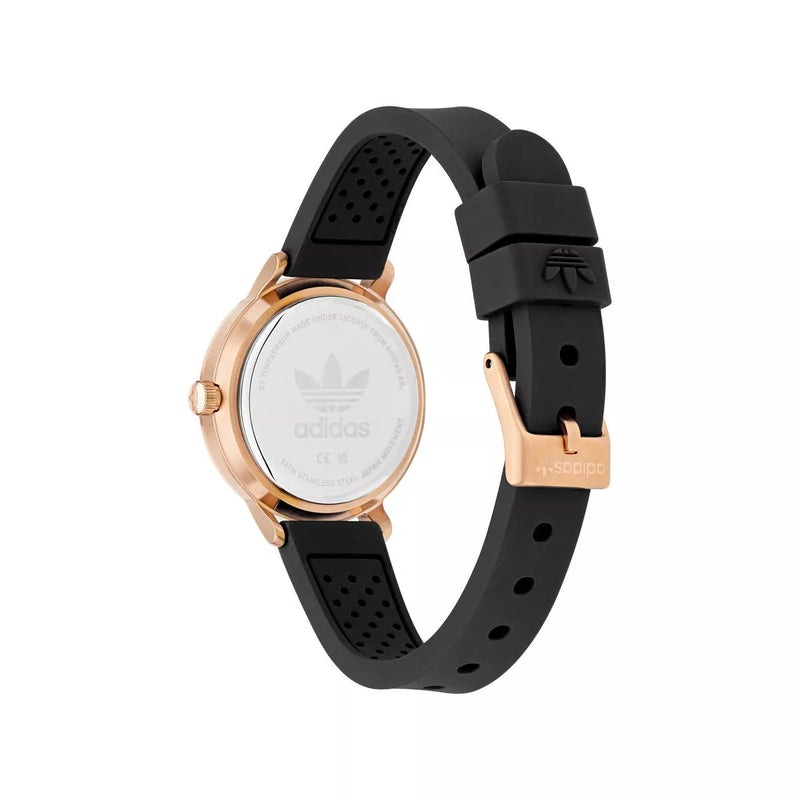 Adidas Stainless Steel Rose Gold Black Silicone Watch AOSY23026