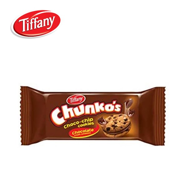Tiffany Chunko's Choco-Chip Chocolate Cream Sandwich Cookies 43g - Shams Shopping Centre Tiffany  