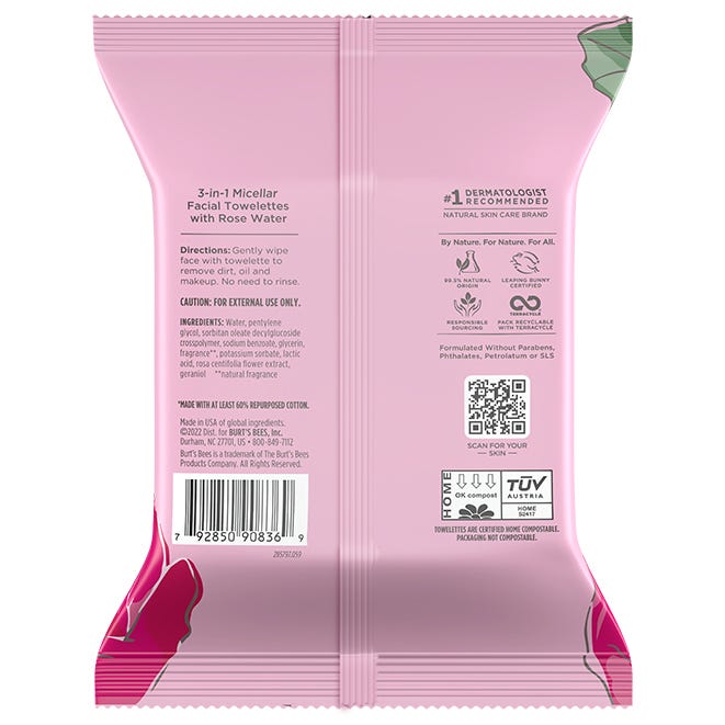 Burts Bees Micellar Towelette 3 In 1 145g (5.1.Oz)