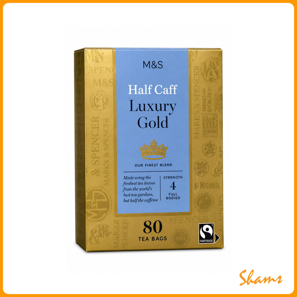 M&S Half Caff Luxury Gold 80 Tea Bags 250g