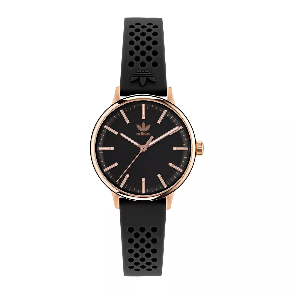 Adidas Stainless Steel Rose Gold Black Silicone Watch AOSY23026