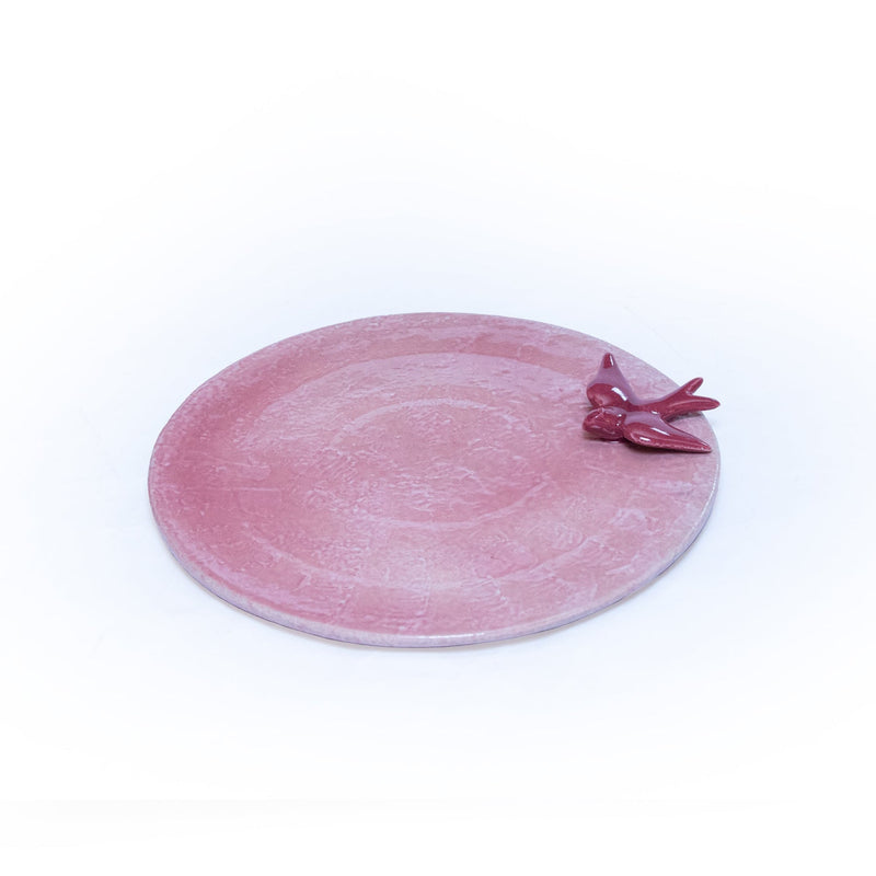 Tableware Pink Cake Plate with Bird 12" EW00221 - Shams Shopping Centre Tableware  