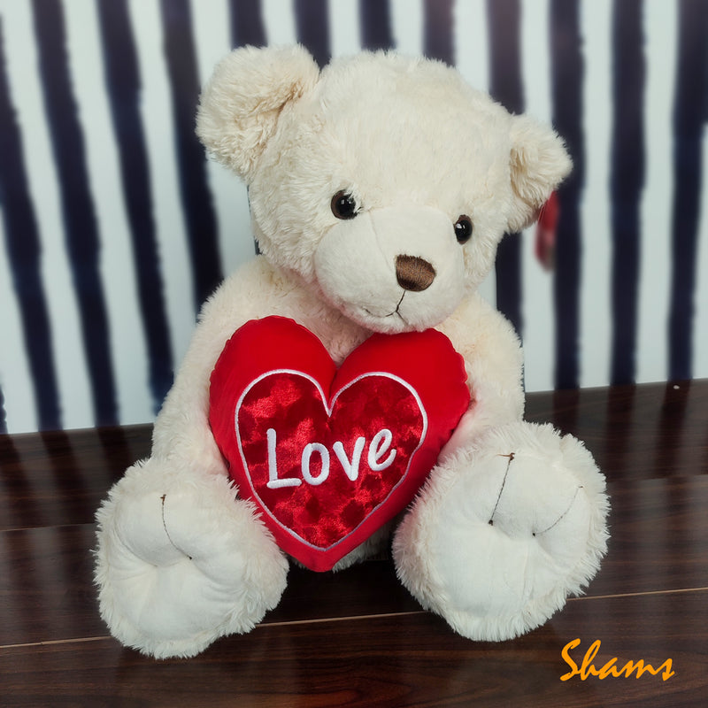 Keel Toys 45CM Cream Snuggles Bear With Heart - Shams Shopping Centre Keel  