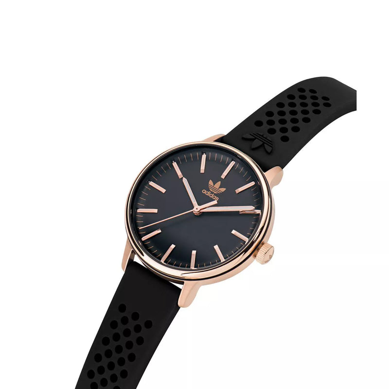 Adidas Stainless Steel Rose Gold Black Silicone Watch AOSY23026