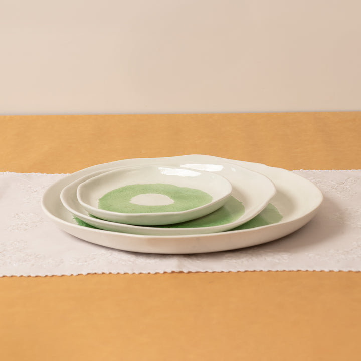 Tableware White Green Splash 15" EW00077 - Shams Shopping Centre Tableware  