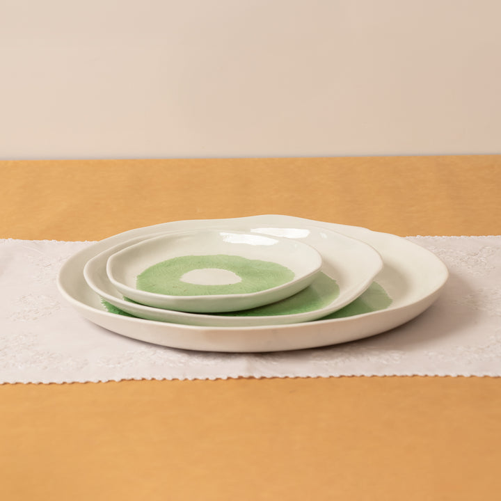 Tableware White Green Splash 11" EW00076
