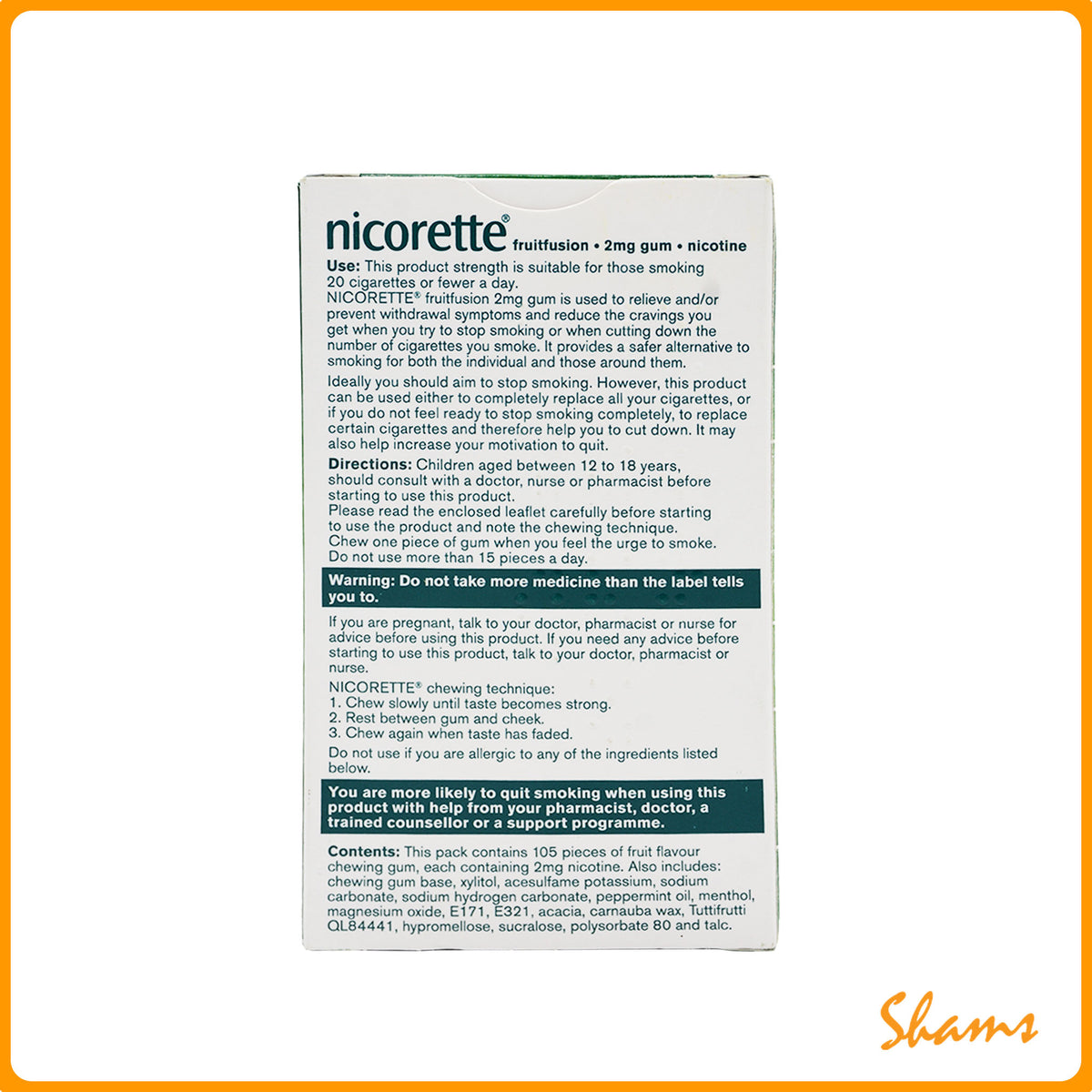 Nicorette Fruitfusion 2mg 105 Pcs