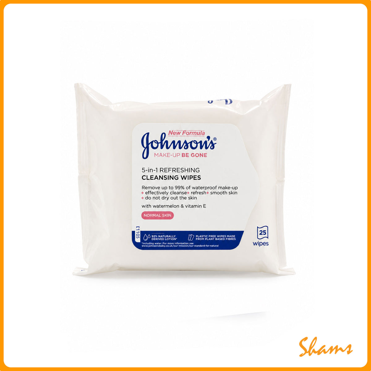 Johnsons Face Care Refreshing Normal Skin 25 Wipes