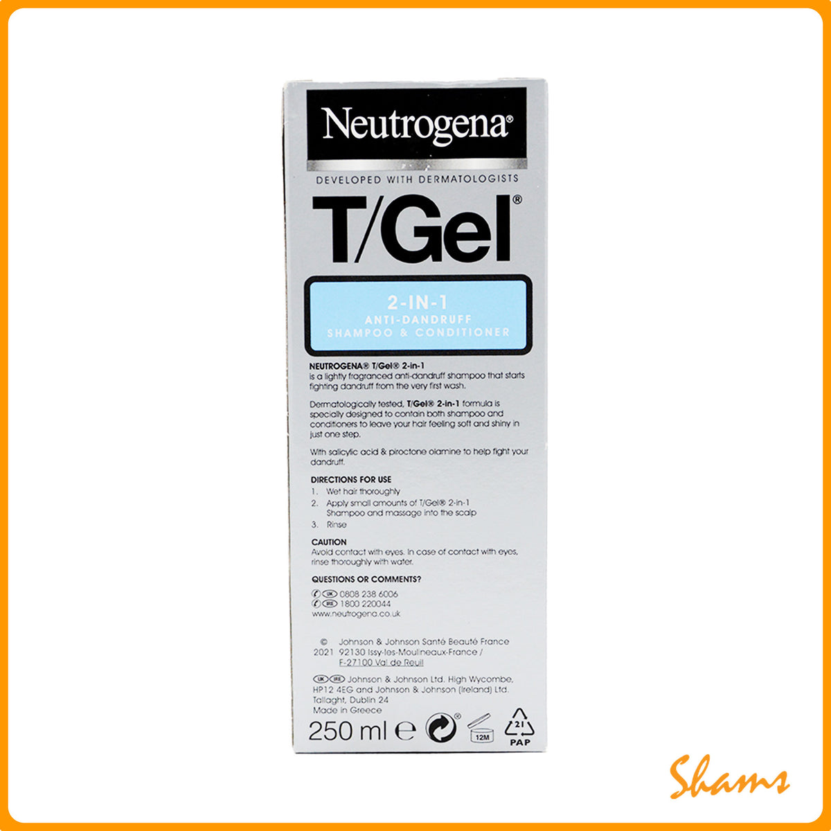 Neutrogena T/Gel 2 in1 Anti-Dandruff Shampoo 250ml