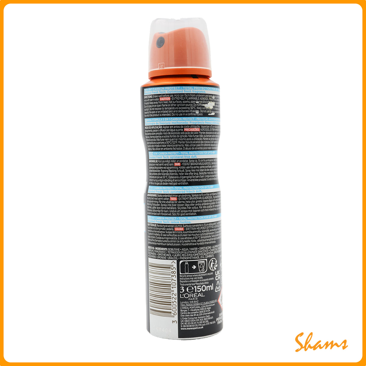 Loreal carbon protect anti perspirant 150ml
