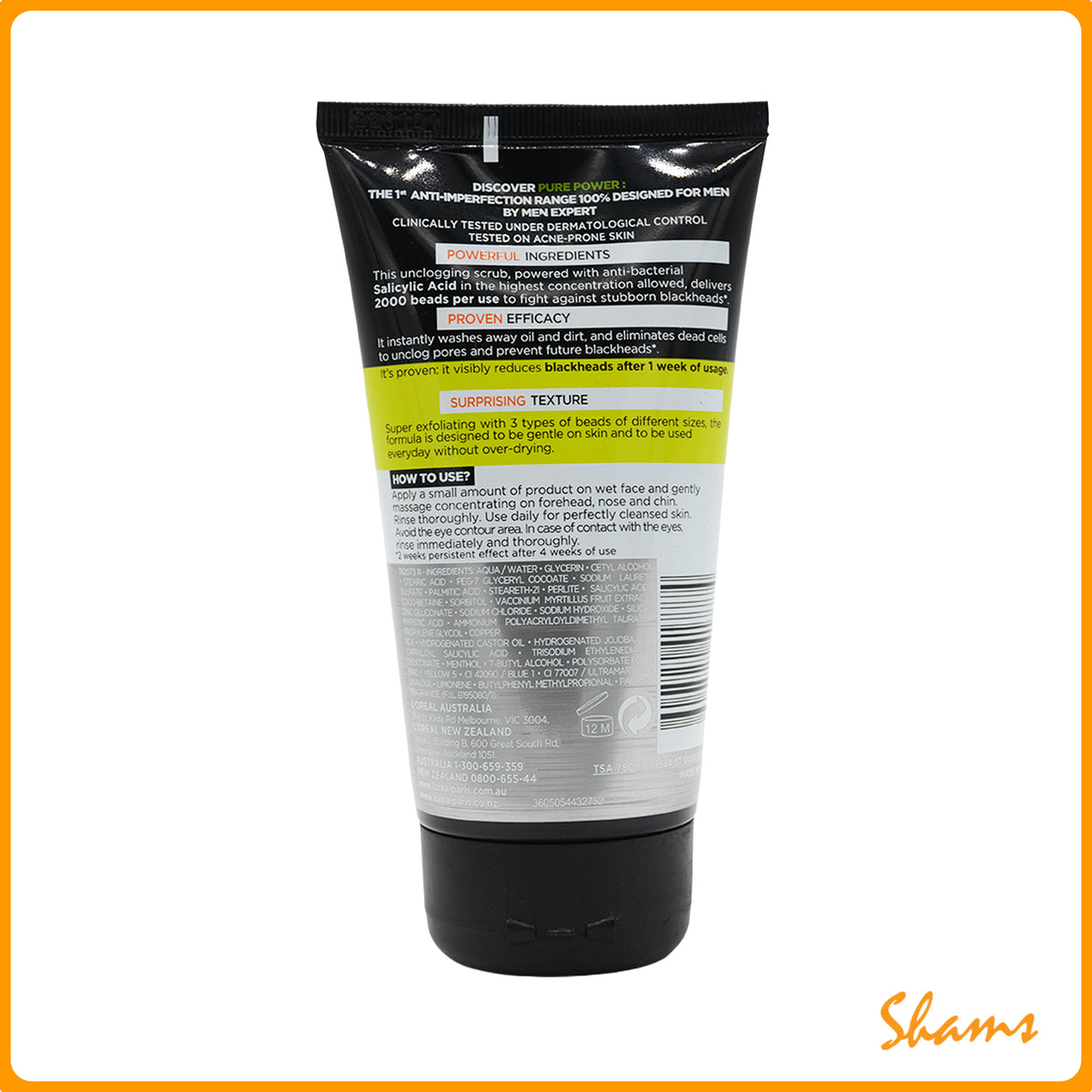 Loreal Men Expert Pure Power Anti Blackhead Face Scrub 150ml