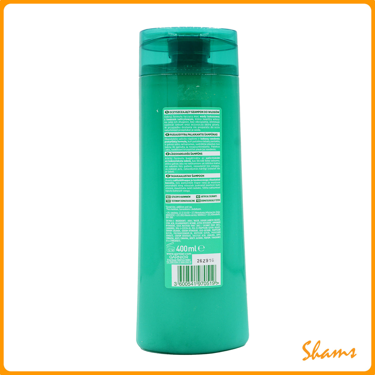 Garnier Fructis Hydra Fresh Shampoo with Coconut Water - 400 ml