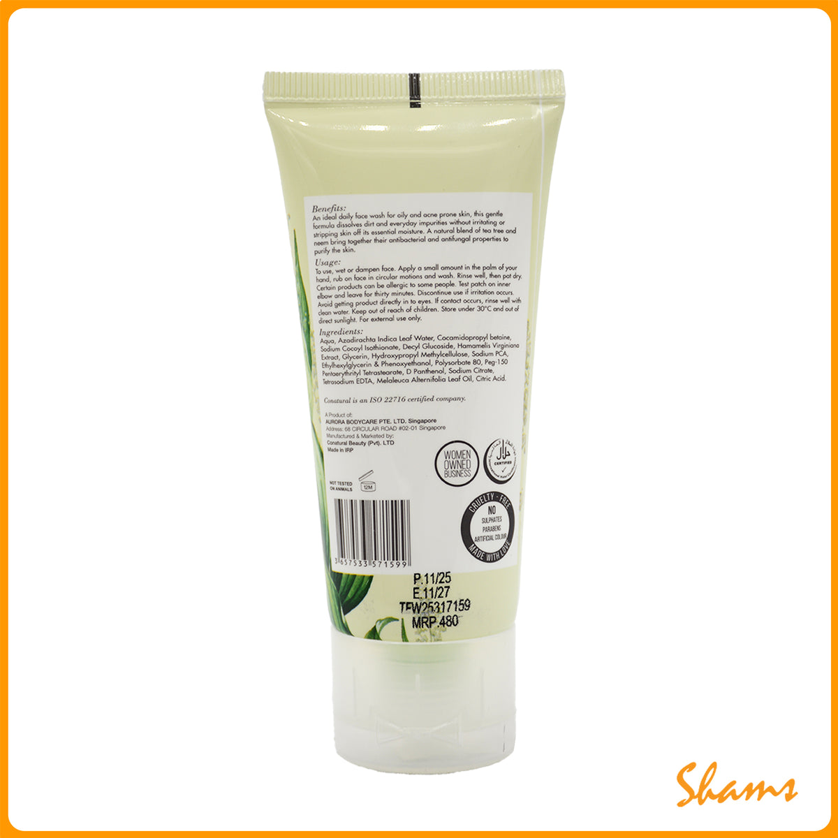Conatural Tea Tree & Neem Face Wash 60ml