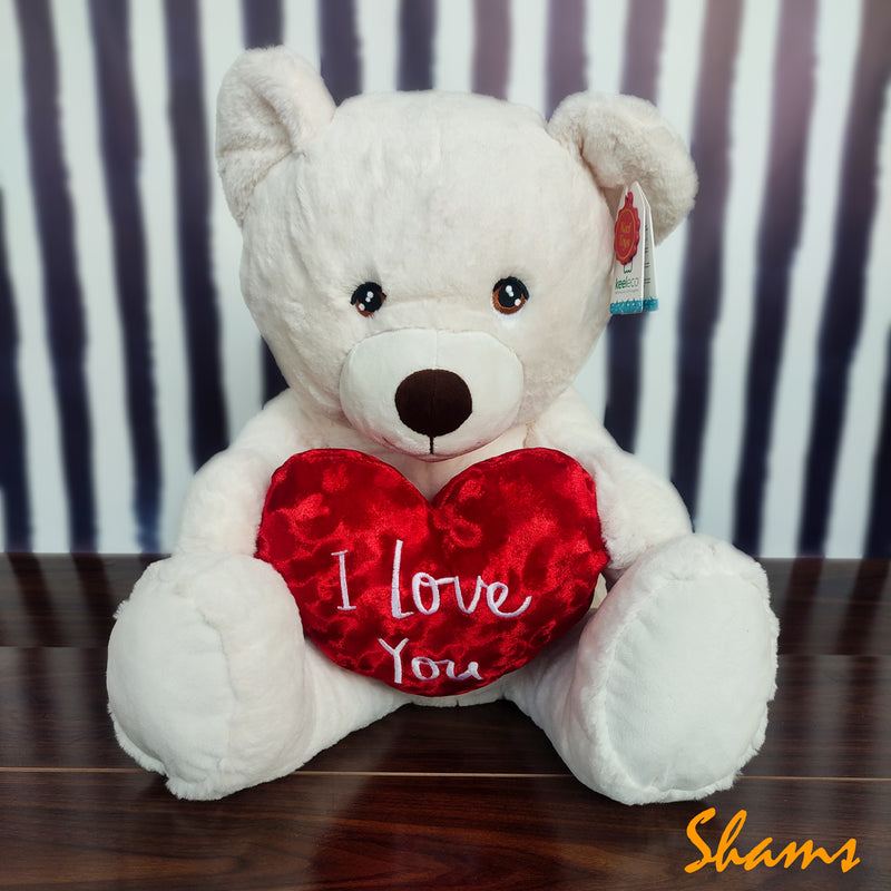 Keel Toy 45cm Cream Waffle Bear With Heart - Shams Shopping Centre Keel  