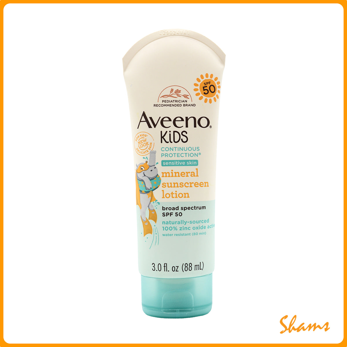 Aveeno Baby Continuous Protection Zinc Oxide Sunscreen SPF 50 88ml