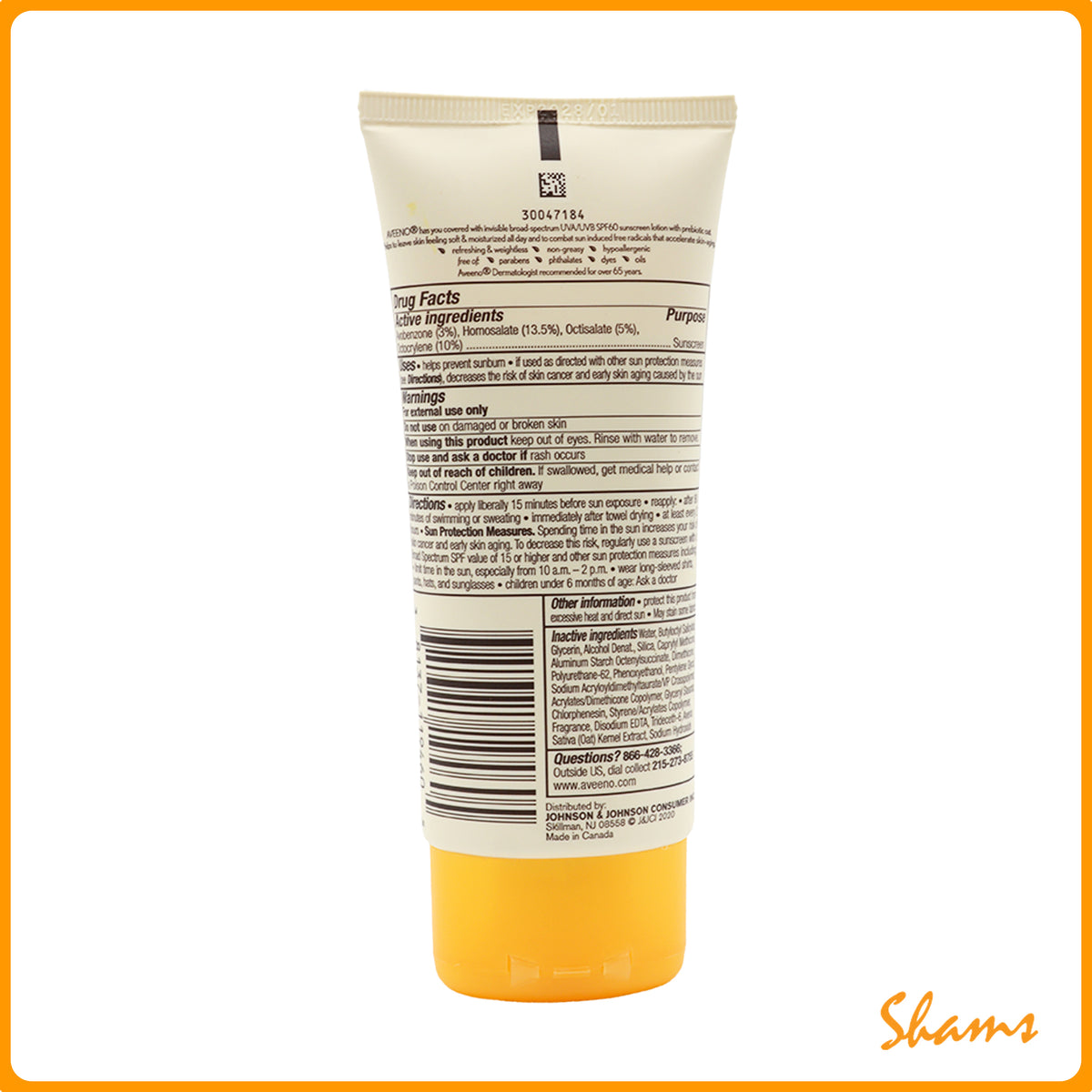 Aveeno Protect+Hydrate Sunscreen SPF-60 SunBlock 88ml (3Oz)