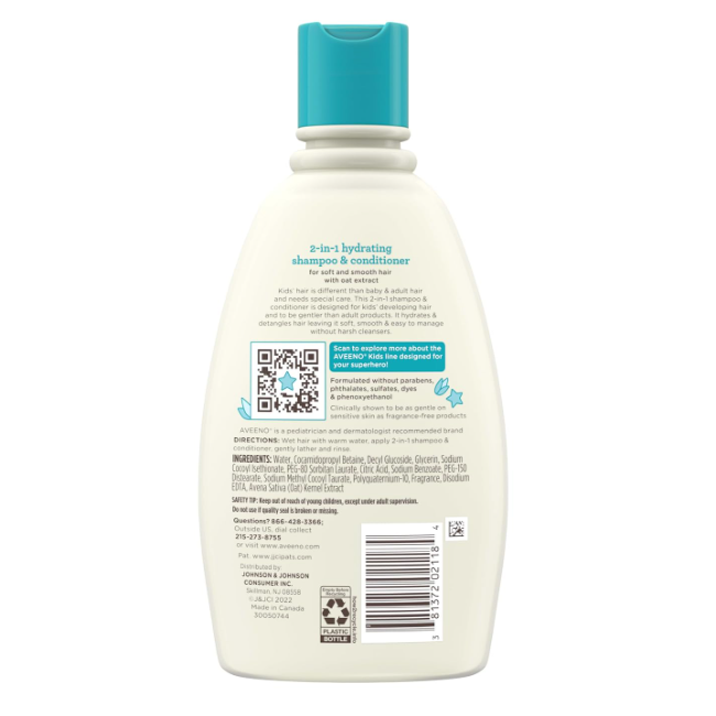Aveeno Kids 2In1 Hydrating Oat Extract Shampoo 354ml (12.Oz)