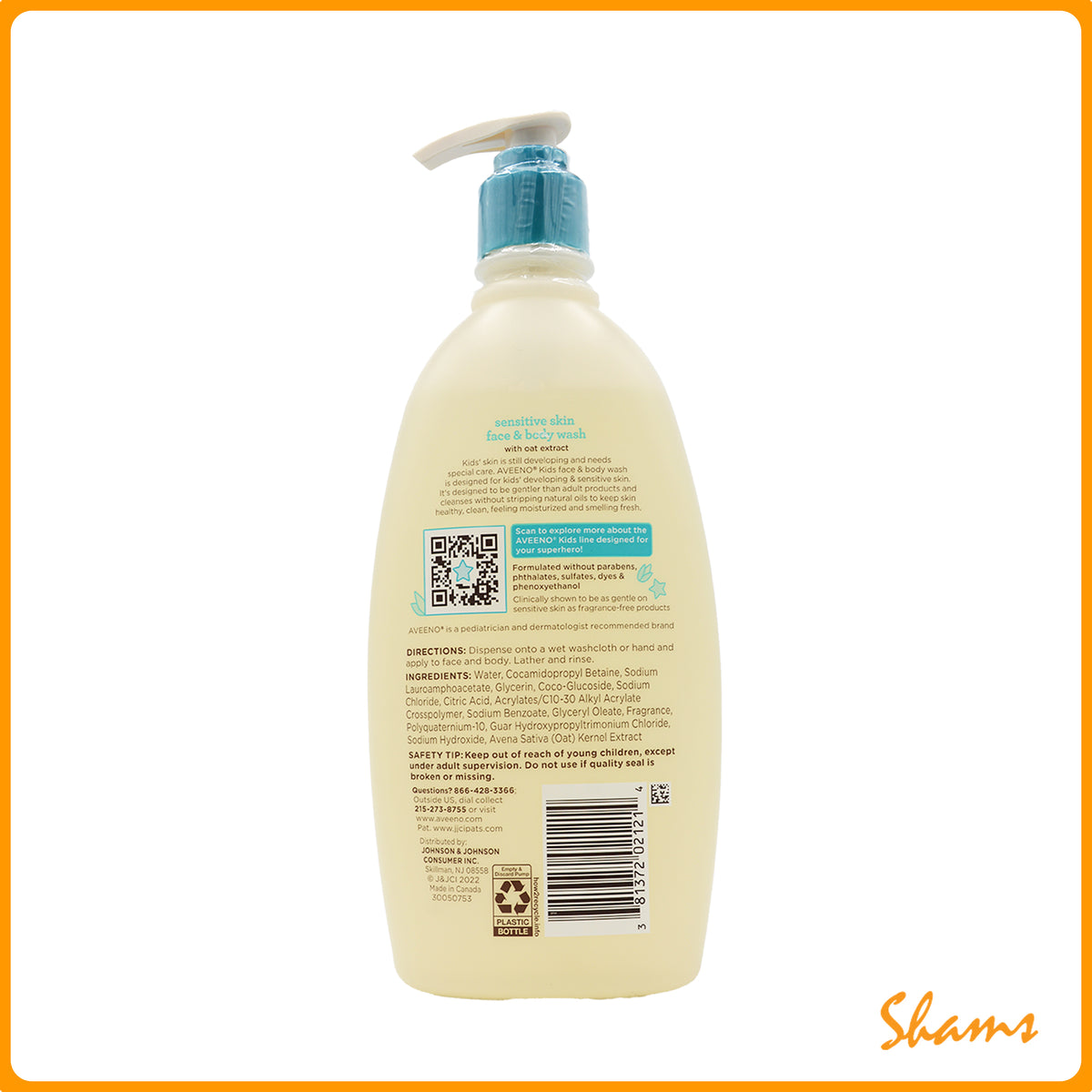 Aveeno Kids Sensitive Skin Face & Body Wash 532ml (18.Oz)
