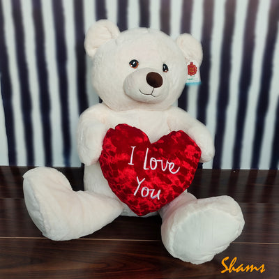 Keel Toy 55cm Cream Waffle Bear With Heart - Shams Shopping Centre Keel  