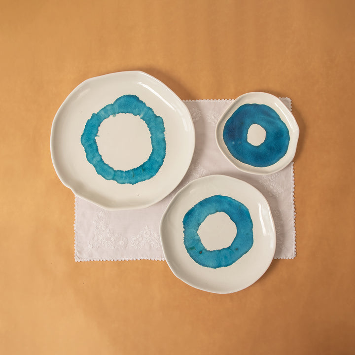 Tableware White Blue Splash 11" 00079 - Shams Shopping Centre Tableware  